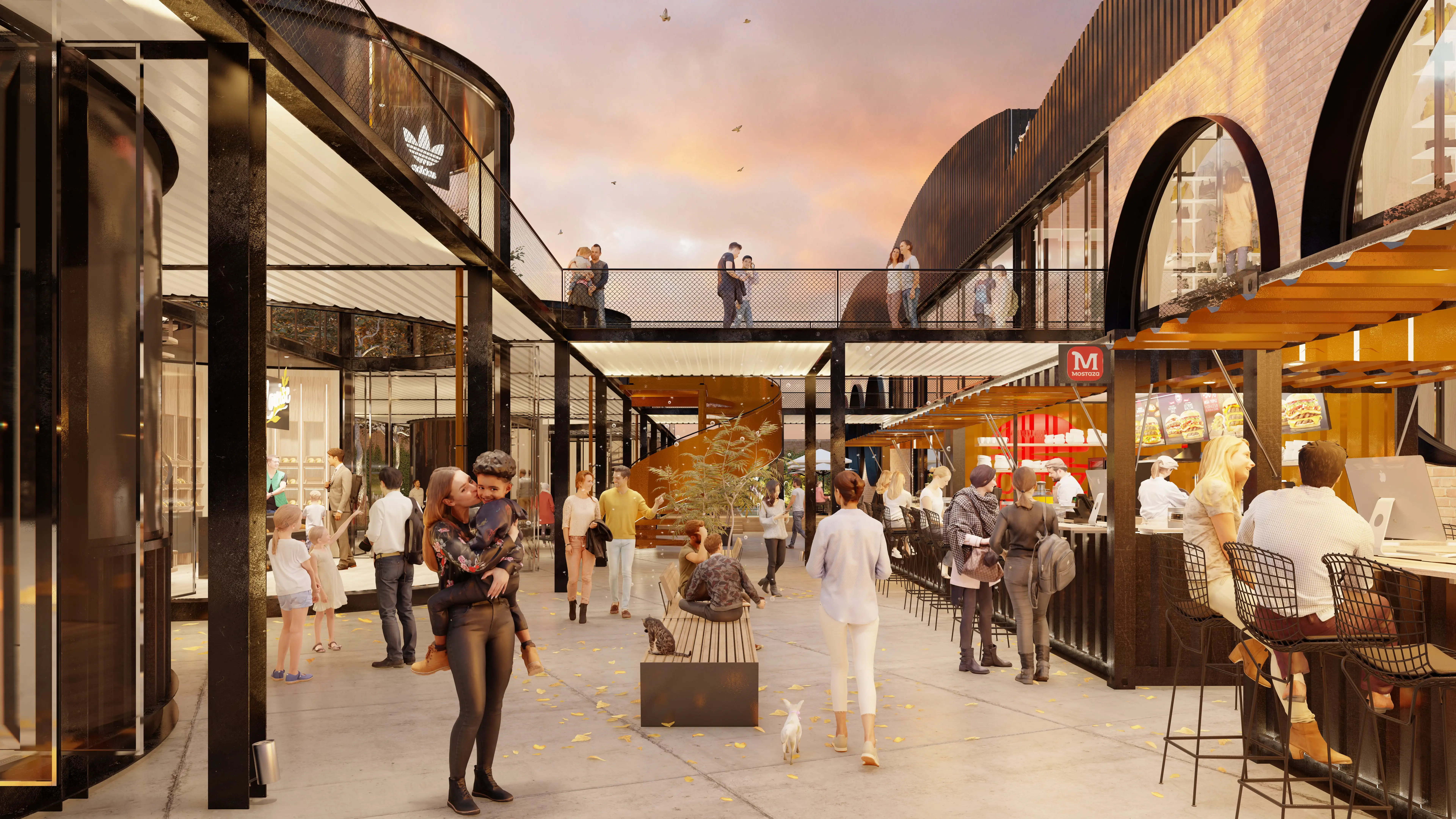 Plaza interna con anfiteatro